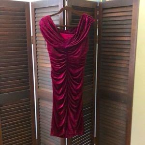 Vintage Cache burgundy colored velvet adjustable dress.
